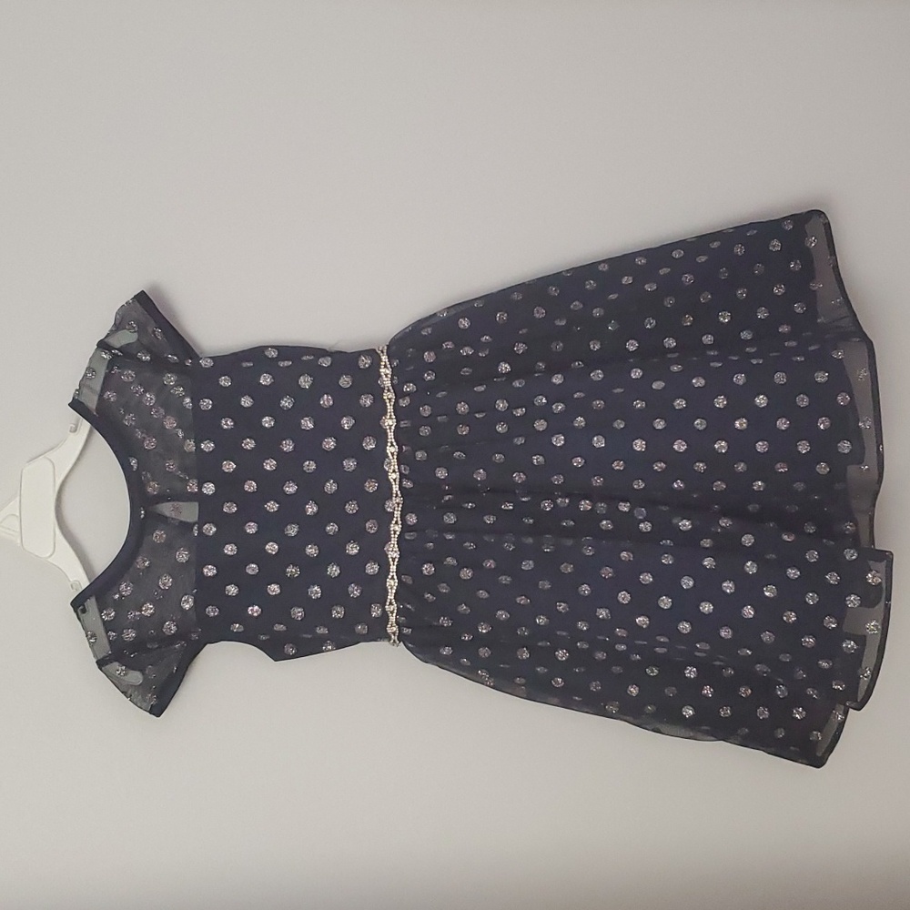 Rare edition girls glitter polka-dot dress navy size 6